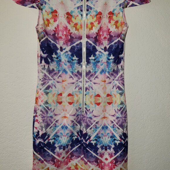 Xenia Boutique US 4 Cap Sleeve Watercolor Mini Dress - Picture 4 of 5